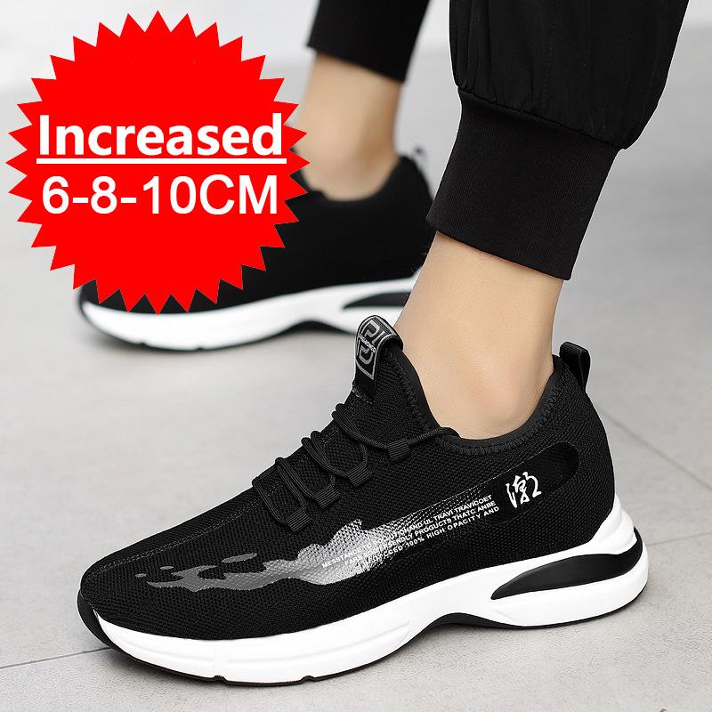 Summer Breathable Mesh Elevator Shoes for Men 10cm Invisible Height Increase White Men's Sneakers Outdoors Casual Canvas Shoes