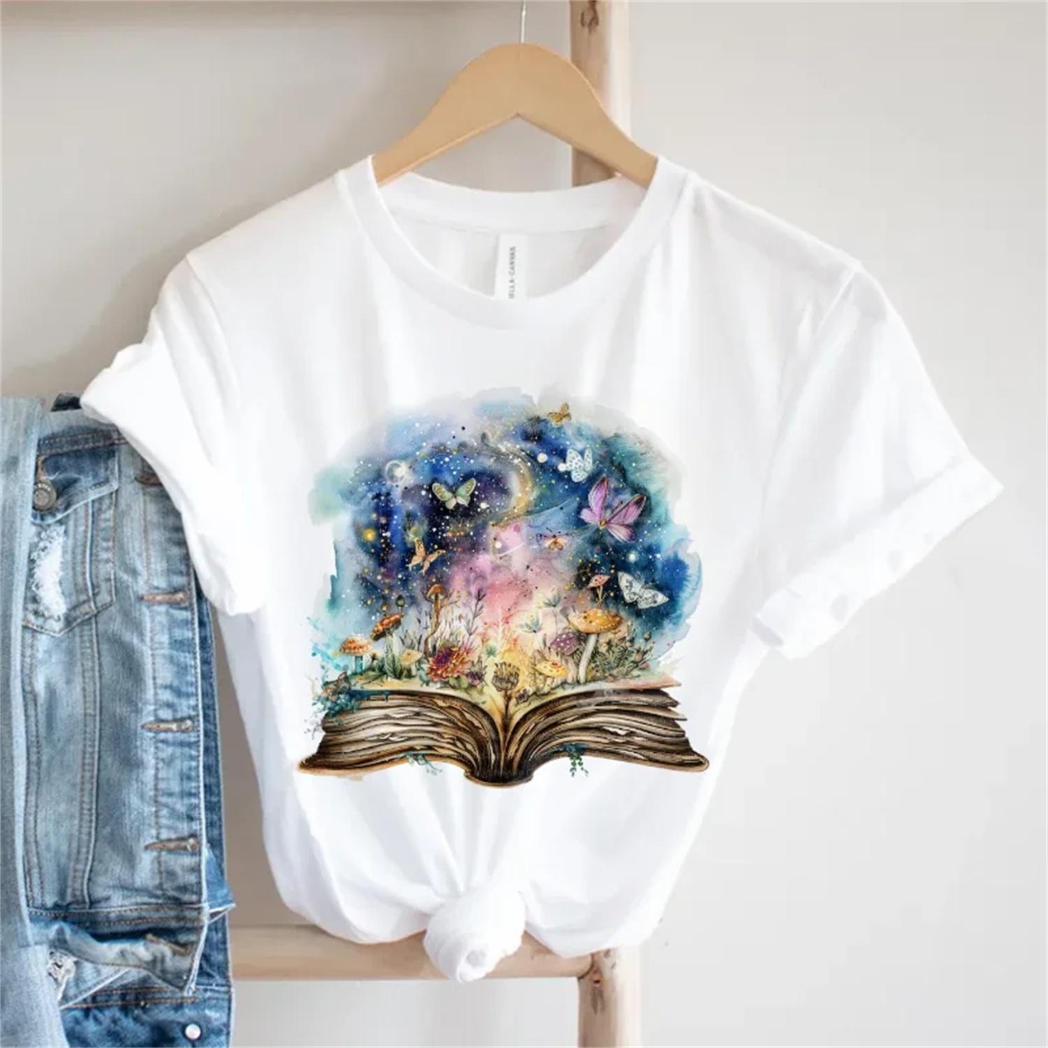 

Fashionable Flower Pattern Printed Cute Style Short Sleeved T-Shirt Summer Clothing Women s Casual Versatile O-Neck T-Shirt XXXXXL білий
