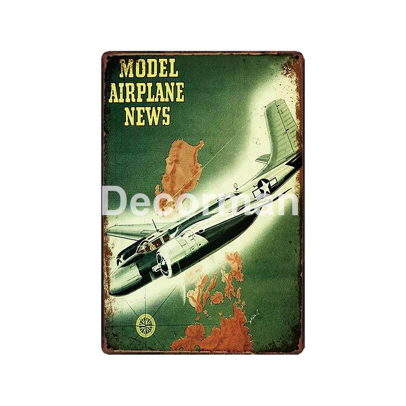 [ DecorMan ] Fighter US ARMY TroopsMetal Signs Airplane Decor LT-1988