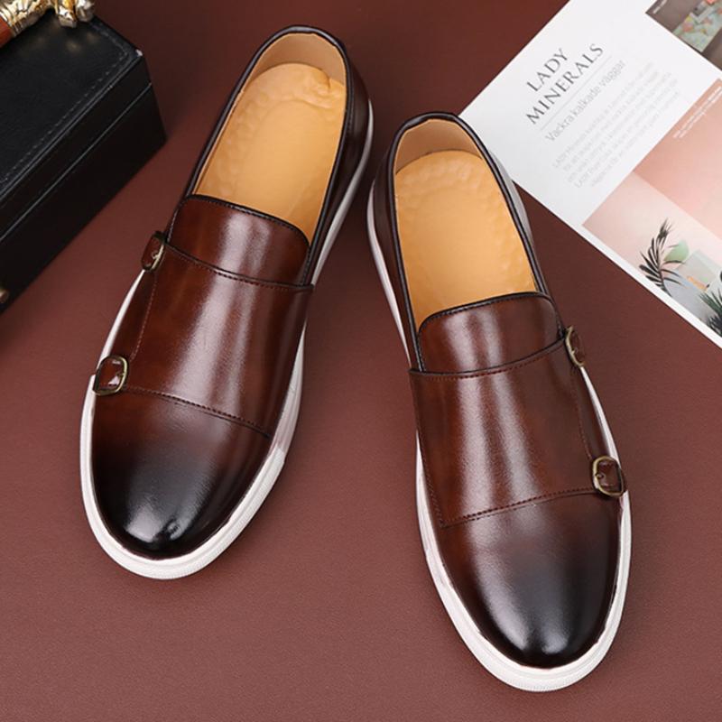 Fashion Luxury Designer Men's Slip On Monk Strap Loafter Leisure Leather Shoes Male Comfortable Sneakers Tenis Masculino Zapatos Hombre