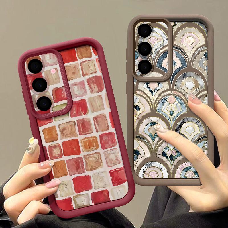 Purple Marble Pattern Case For Samsung S26 S25 Ultra S24 S23 Plus S22 S21 FE A54 A15 A25 A35 A55 A16 A26 A36 A56 A17 A27 A37 A57 5G Shockproof Cover