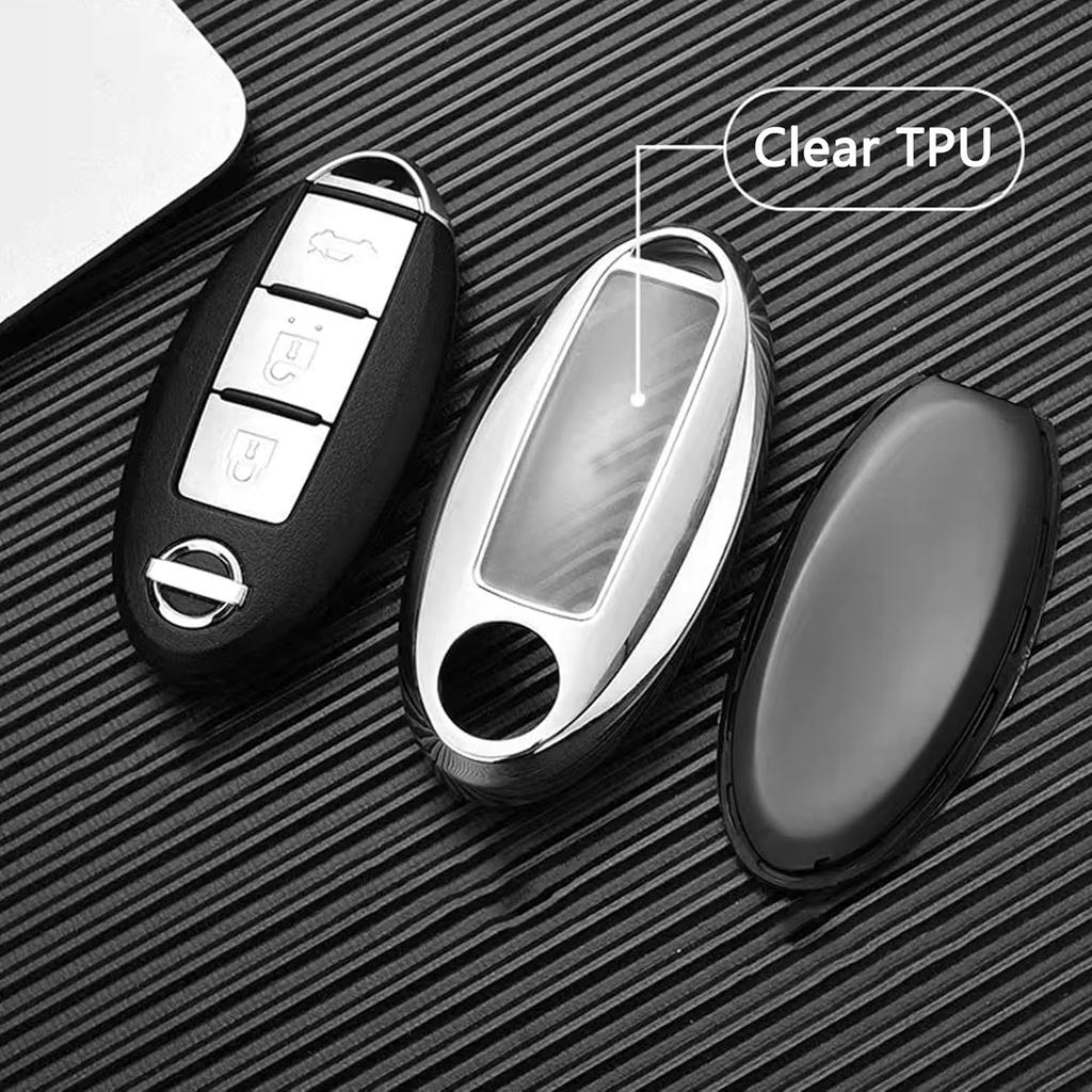 For Nissan Key Fob Cover Soft TPU 360 Degree Protection Key Case With Leather Keychain For Nissan Altima Maxima Murano Rogue Sentra 370Z Pathfinder
