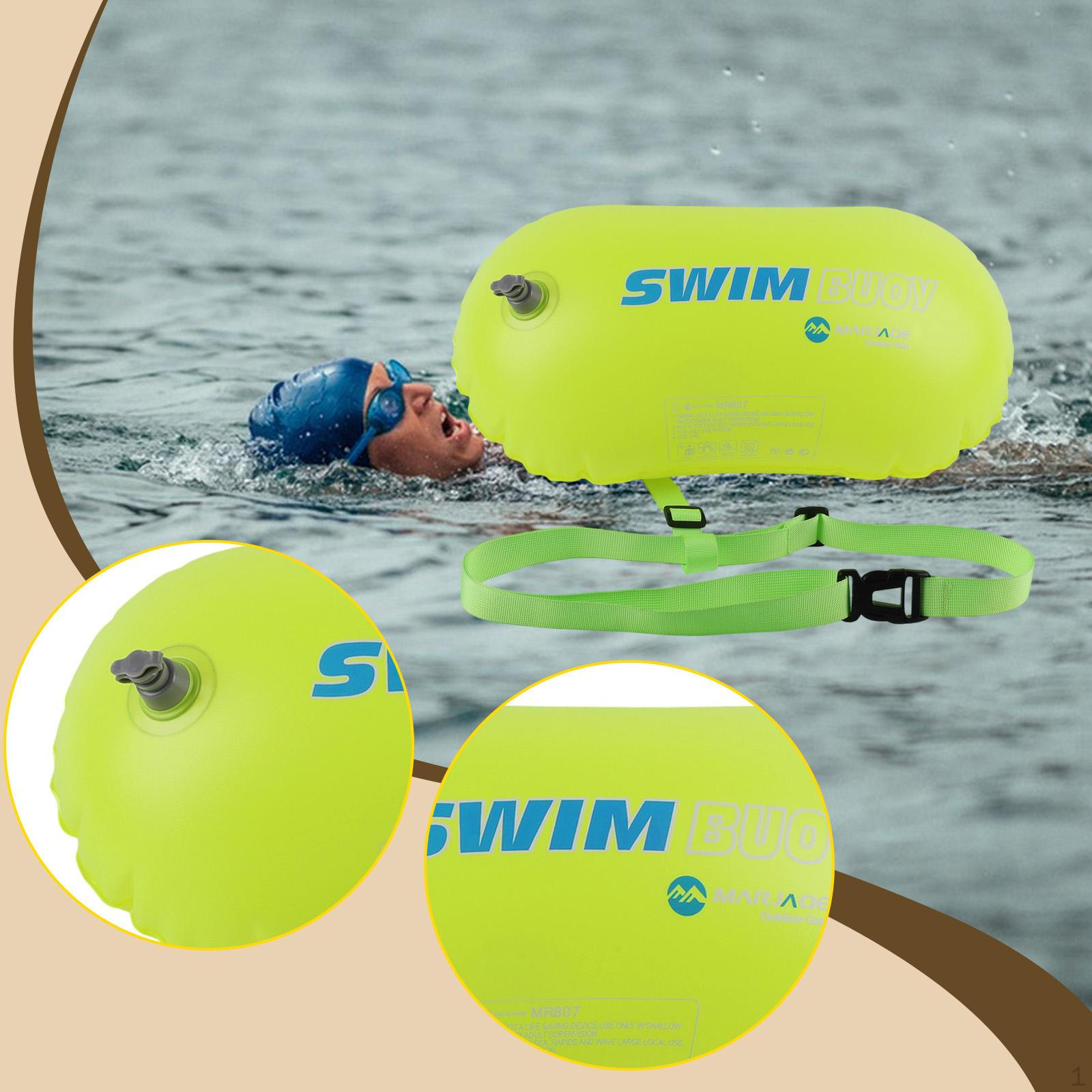 

Swim Buoy Float Bubble Tow Lightweight Double Air Bag,Swimming with Waist Belt for