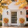 Decorative Faux Flower Stakes 22" Artificial Violet Topiary Ball Tree UV Resistant Fake Bushes Shrubs with Protected Flowers Ground Spike