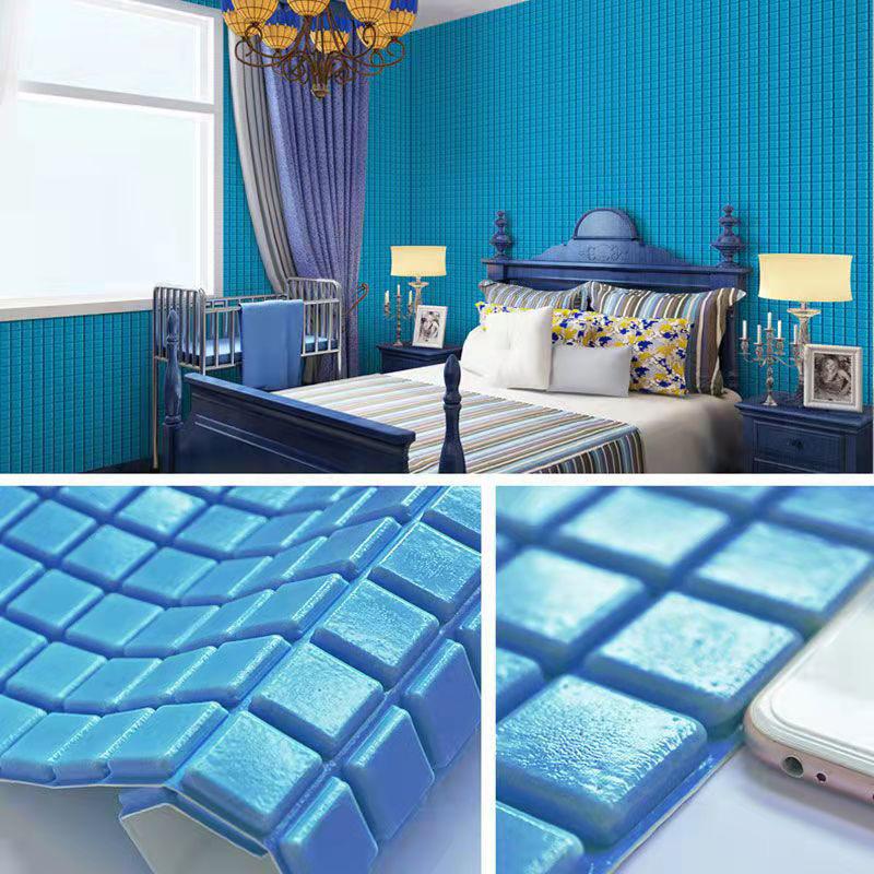 3D Self-adhesive Wall Sticker Mosaic Living Room Kitchen Foam Anti-collision Waterproof Moisture-proof Toilet Wallpaper