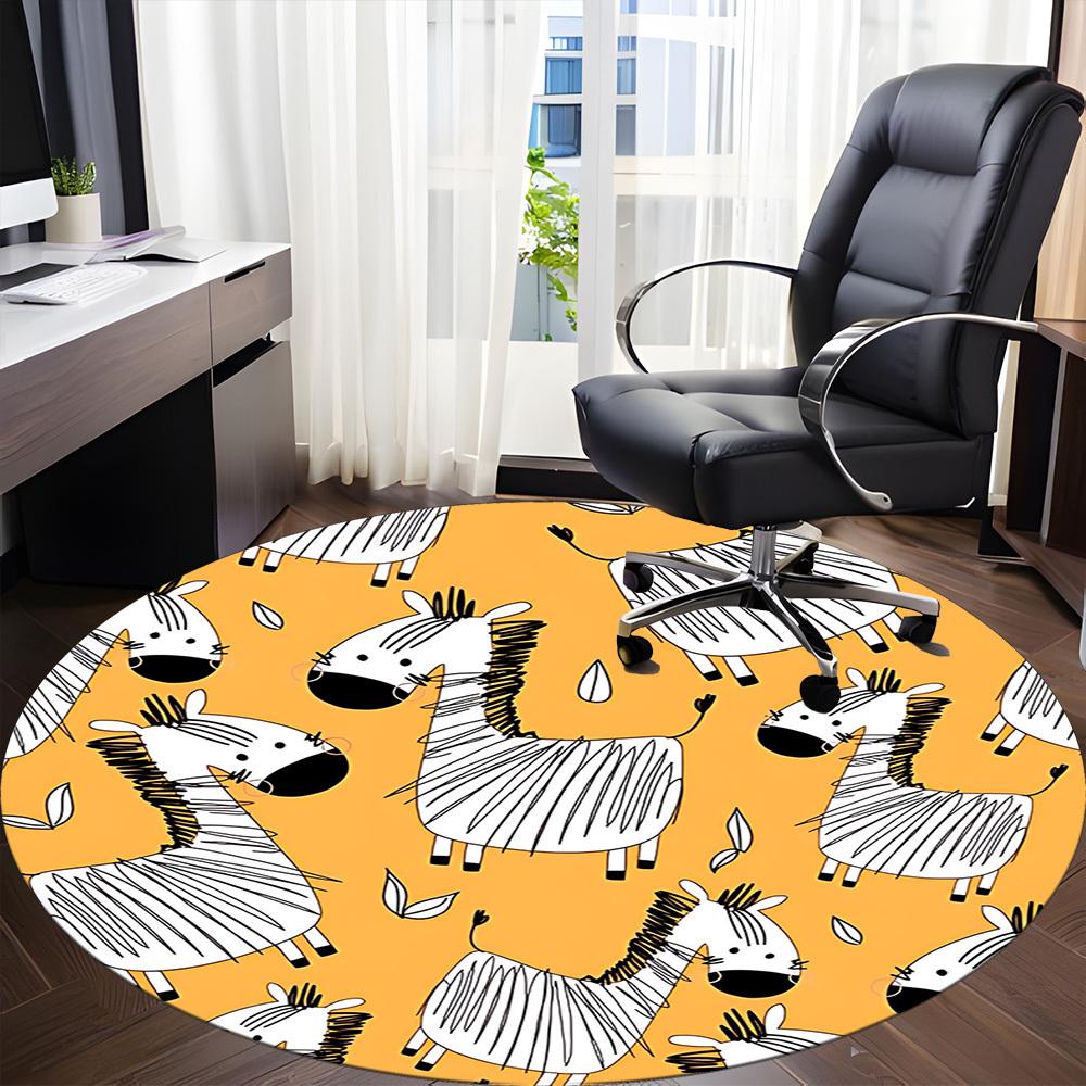 1pc Zebra Pattern Chair Carpet for Office, Non-slip, Soft and Durable Office Rug for  Decoration, Perfect for Office yy260325088
