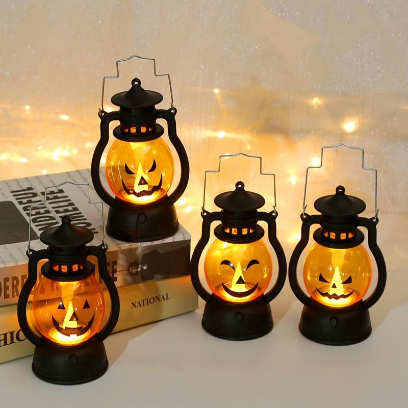 Halloween Led Pumpkin Lantern Lights Hanging Retro Ghost Lamp Halloween Party Home Table Decorations Bar Haunted Horror Props