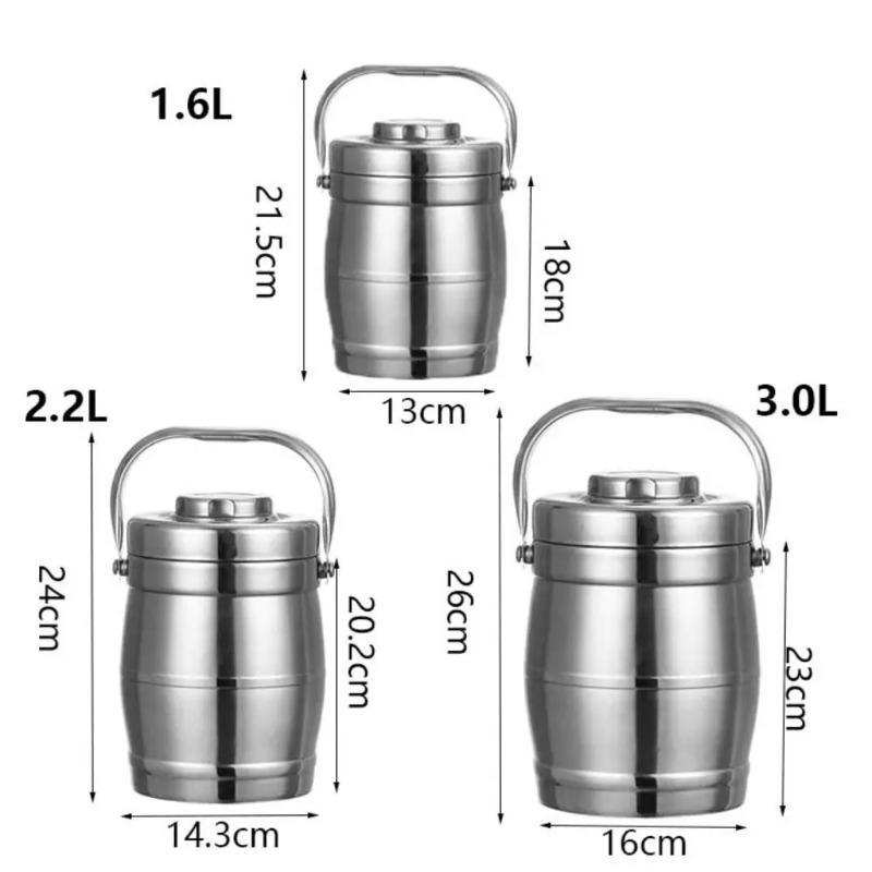Large Capacity Stainless Steel Thermos Food Jar - Foldable Handle Leakproof Thermal Lunch Box, Durable Insulated Pot for Workers