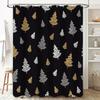 Modern Christmas Tree Shower Curtain Black White Gold Bathroom Decor Waterproof Fabric Washable Black Gold