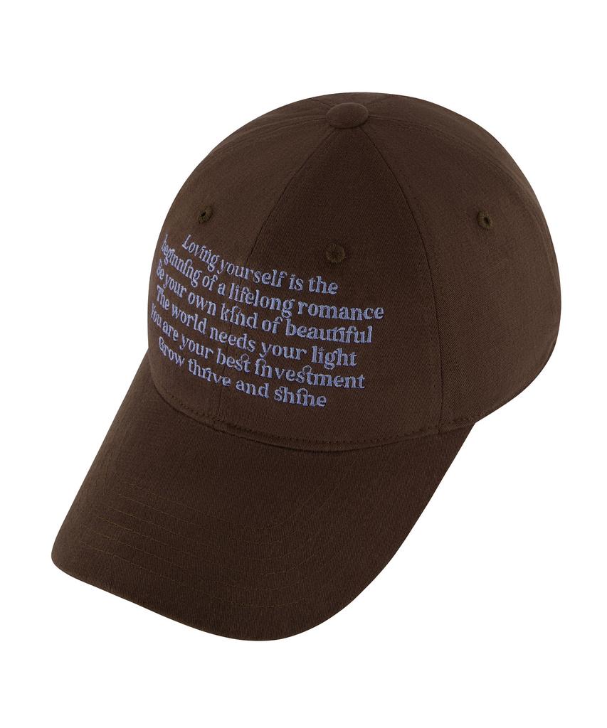 Hebeles Text Block Peach Wash Ball Cap - Brown