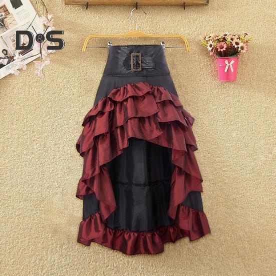 Dámská sukně Vysoký pas Nepravidelný volán Patchwork Barevně ladící Retro Roztroušený středověký královský styl Dámská maxi sukně funkční kostým