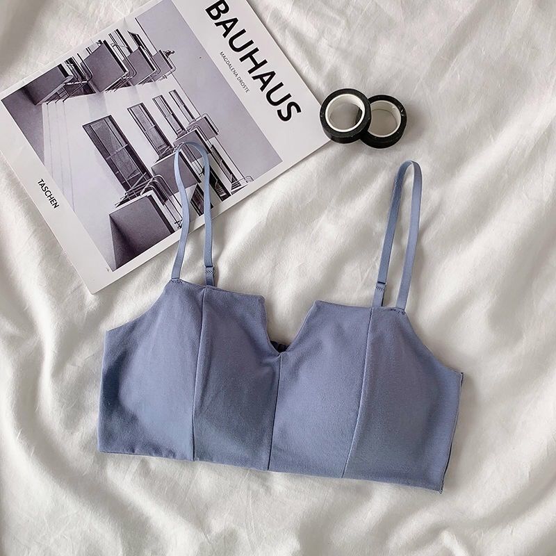 Backless Student Korean Style Women's Bra Wire-Free Thin Push-Up Sports Bra Camisole Spaghetti Strap Tank Top Underwear