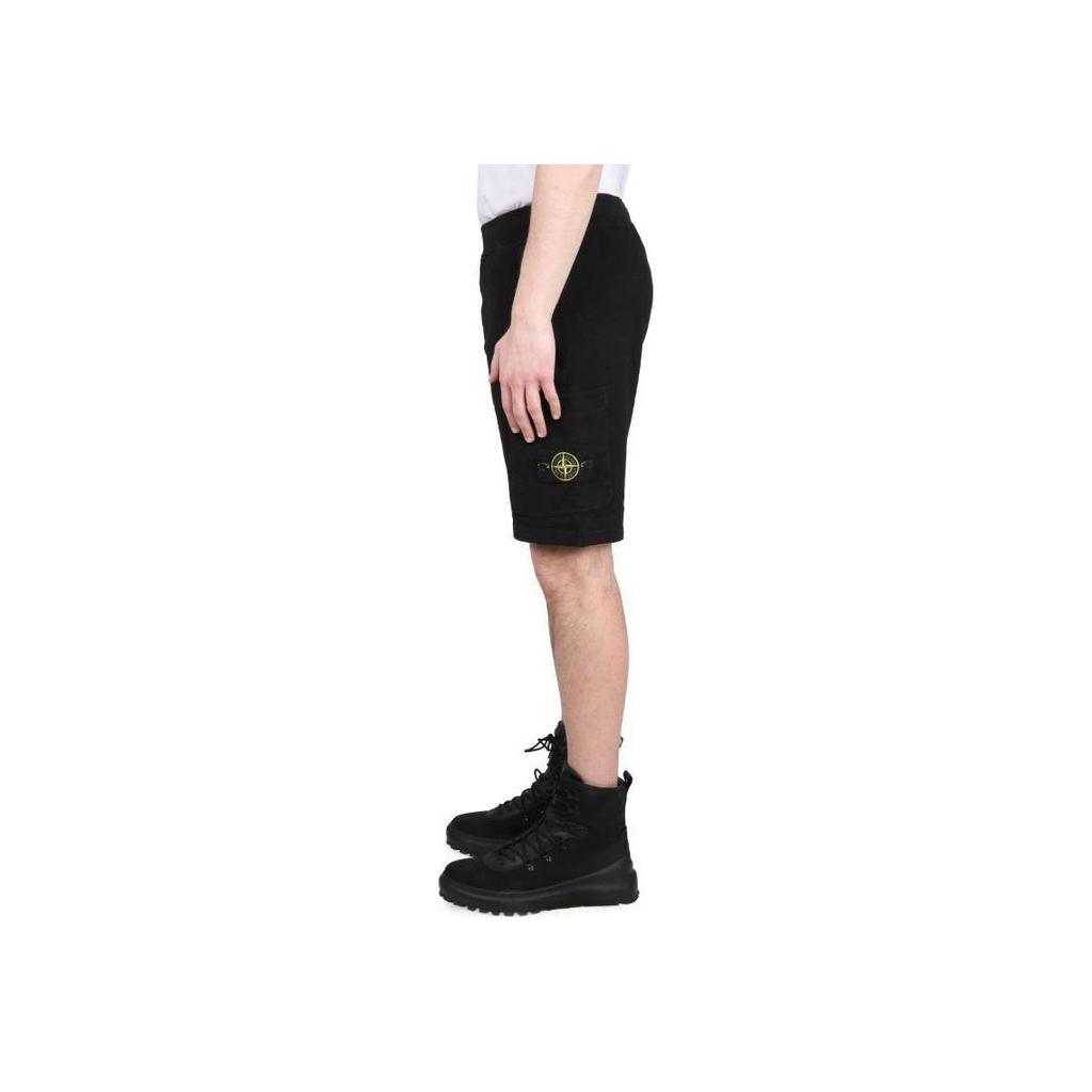 STONE ISLAND Ss23 Solid Color Compass Logo Patch Elastic Waist Shorts Men Shorts Black 781564060-V0029
