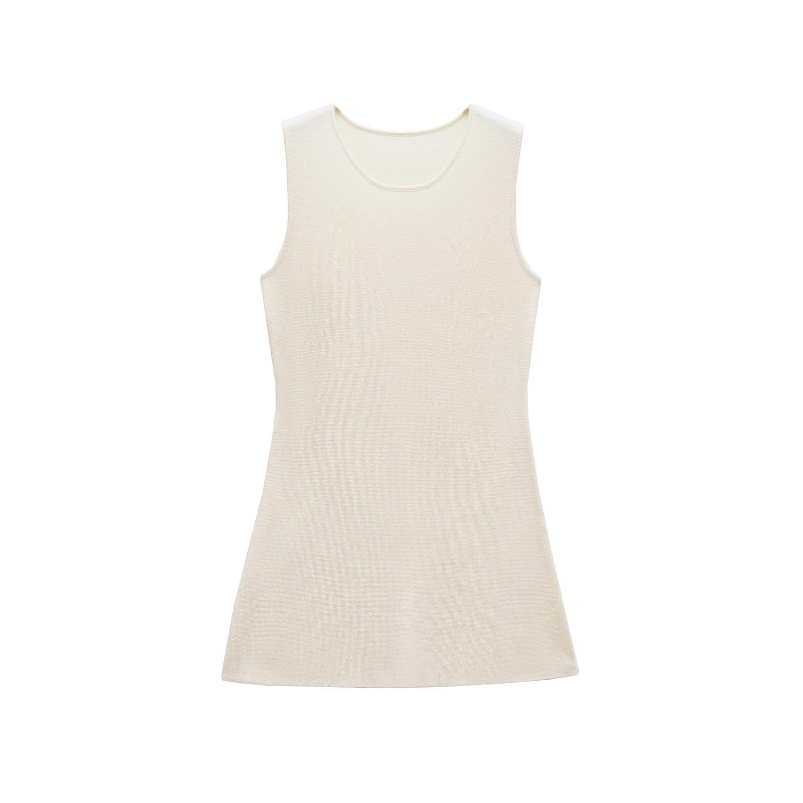 

Весна 2025 Женское облегающее короткое трикотажное платье в европейском и американском стиле Large кремовый/белый