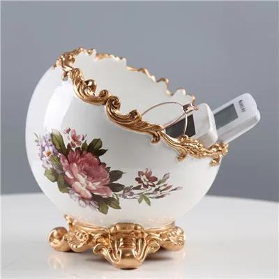 

Trash Can Desktop Mini Wastepaper Basket Resin Carved Base Peel Bowl Home Snack Fruit Tray KTV Storage Bucket Table Ornaments