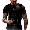 Summer Round Neck 3D Terrifying Magma Print Top Fashionable Casual Short Sleeved Men's T-shirts