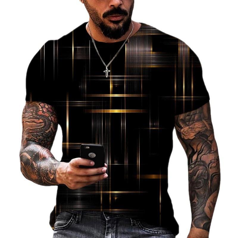 Summer Round Neck 3D Terrifying Magma Print Top Fashionable Casual Short Sleeved Men's T-shirts