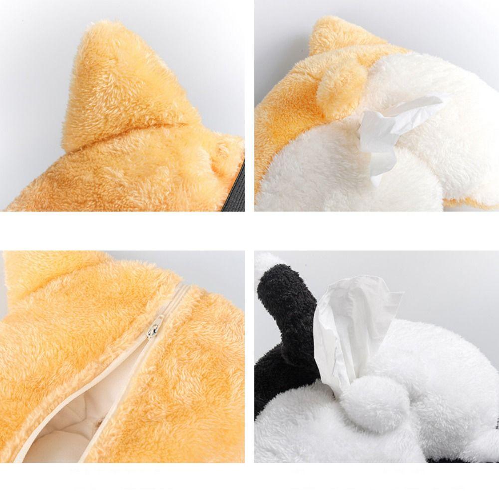 Napkin Holder Corgi Tissue Box Plush Paper Napkin Case Lovely Corgi Ass Tissue Box  For Car Seat