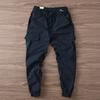 Men Cargo Pants Solid Color Drawstring Flap Pockets Elastic Waist Ankle-banded Jogger Trousers Daily Clothes