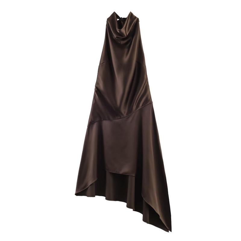 Spring 2026 Asymmetrical Short Dress with Bow Detail - European & American Style M