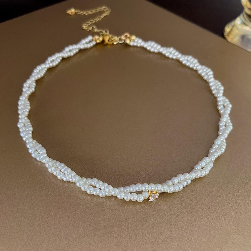 French Vintage Baroque Pearl Necklace Summer Niche Premium Sense Clavicle Chain Light Luxury Versatile Necklace Women
