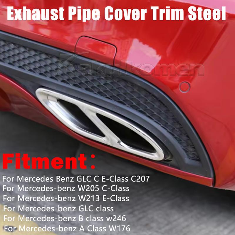 For Mercedes Benz A B C E GLC GLE Class W176 W246 W205 W213 AMG Car Styling Stainless Steel Exhaust Pipe Cover Trim