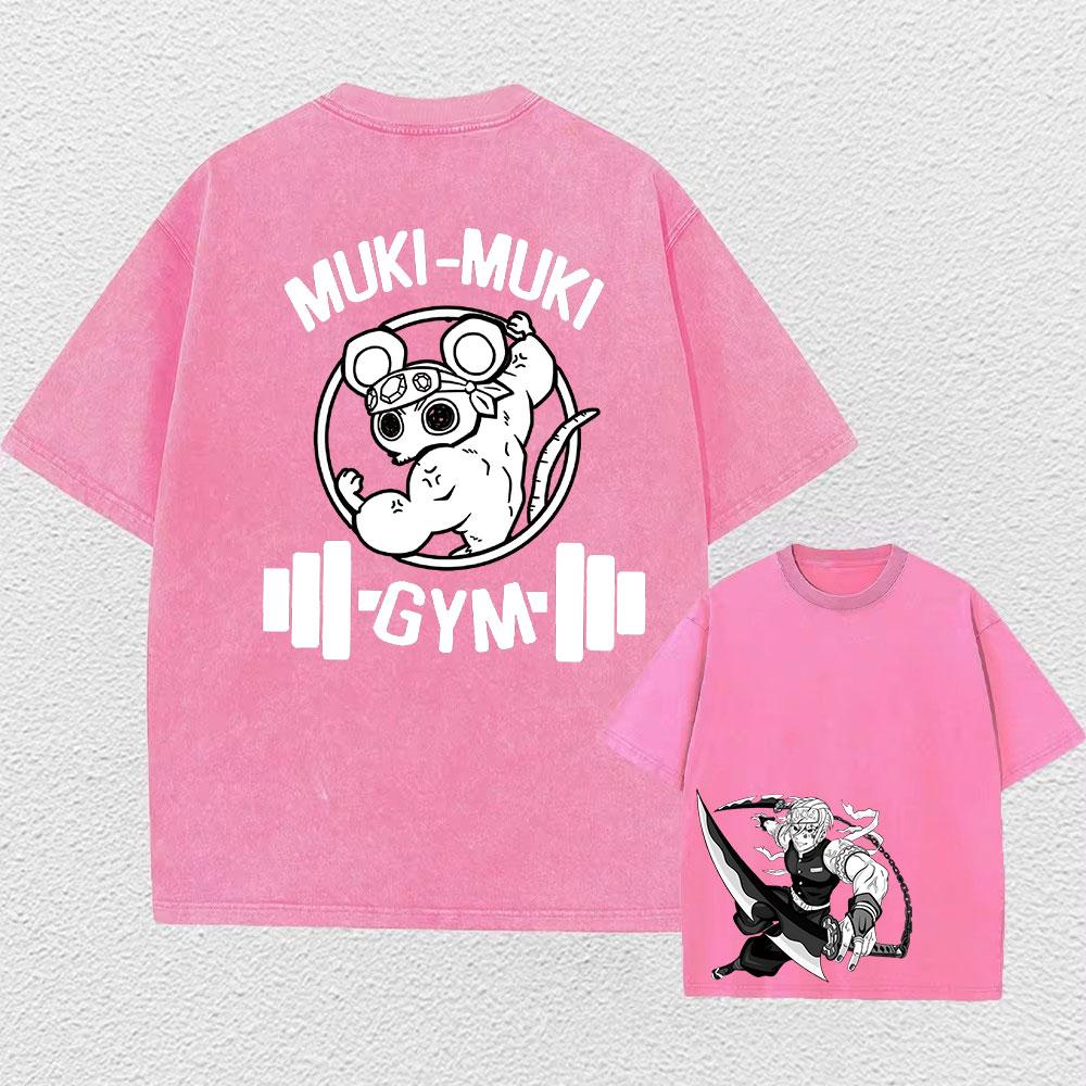 Unisex Anime Acid Washed Tshirts 100% Cotton Retro Harajuku Style Printed Wash Tshirts Oversize Sports And Leisure Hip Hop