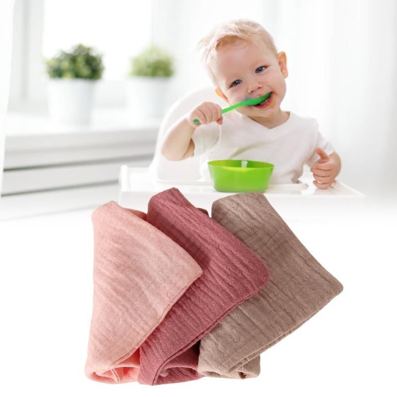Pack of 3pcs Cotton Drooling Bib Baby Washcloths Newborns Face Towel 4-Layer Absorbent Burp Cloths Breathable 22x23cm