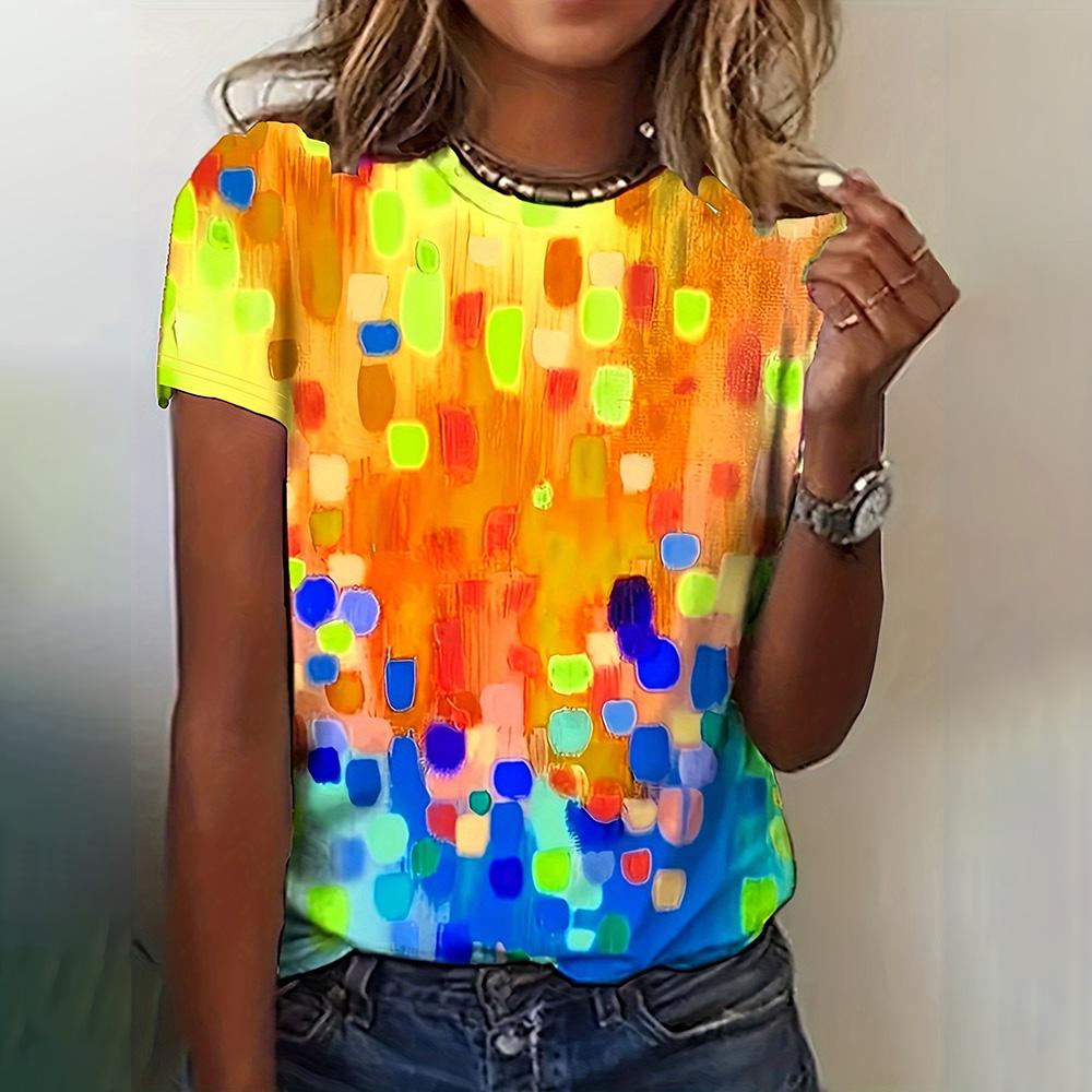 

Повседневная женская праздничная одежда, футболка с круглым вырезом и коротким рукавом, летняя модная одежда, женская праздничная футболка M