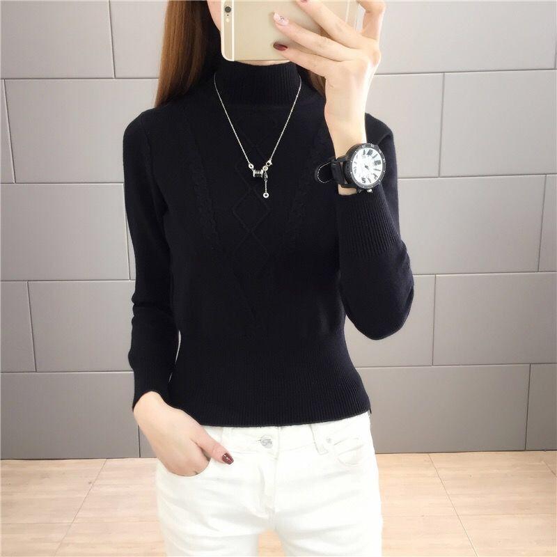 Women's Knit Sweater Short Turtleneck Sweater Slim Pullover Knit Jumper Fall Winter