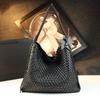Woven big bag new fashion leather women's bag fashion trend large capacity shoulder bag grid bucket bag