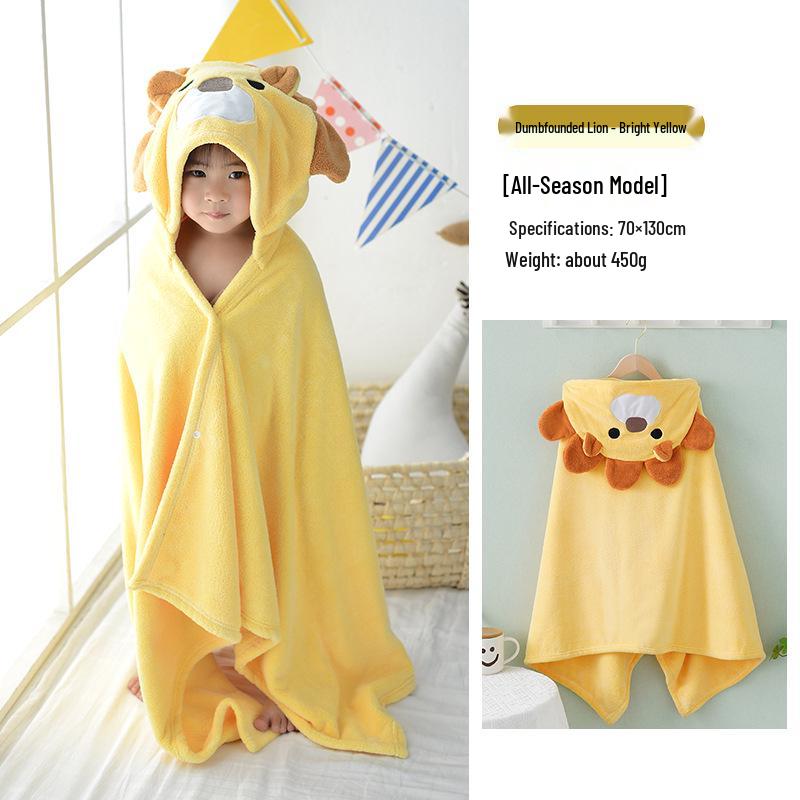 Asciugamano da Bagno con Cappuccio in Pile Corallo Disegnato Xiangfeng per Bambini - Assorbente, Mantella Indossabile per Neonati