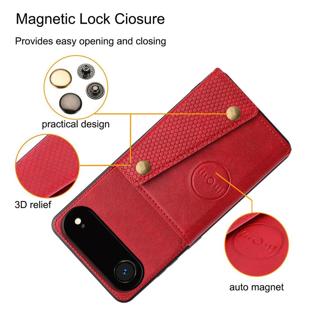 PU Leather Wallet Phone Case for iPhone Air Multiple Card Slots Dual Metal Button Closure Shockproof Full‑Body Protective Cover