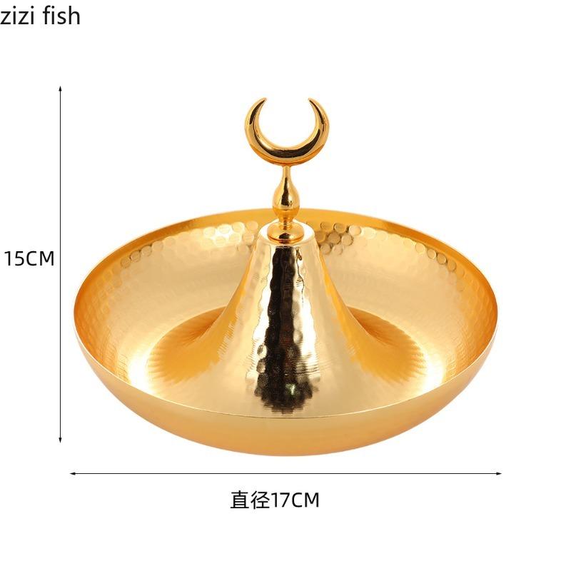 

Golden Moon Metal Tray Candy Trays Fruit Plate Dried Fruit Platter Jewelry Tray Snack Plate Pastry Plates Decorative Bowl Dish