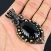 Wunderschöner schwarzer Onyx-Edelstein, reiner Kupferdraht, umwickelt, handgefertigter Anhänger, Schmuck, Geschenk