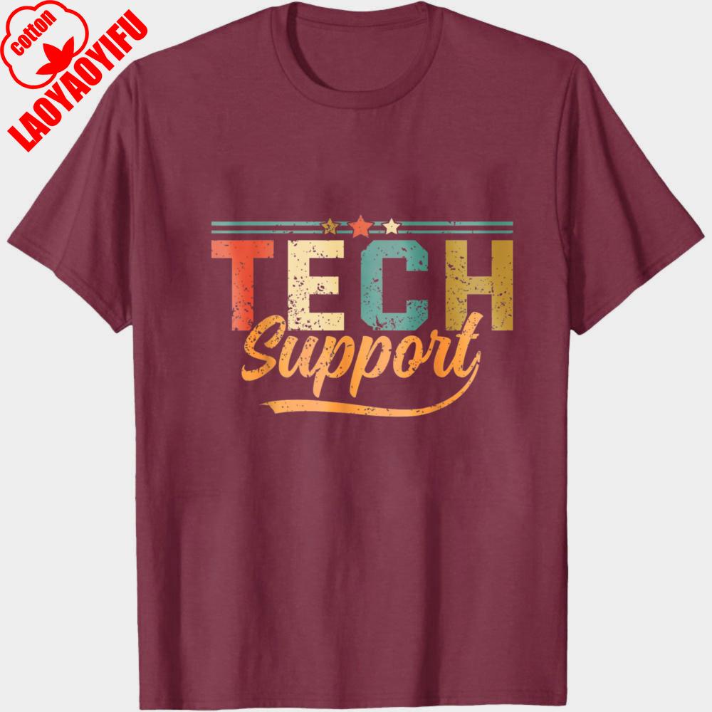 Tech Support Vintage Graphic Summer Men TShirt Cotton T Shirt Regular Fit Casual Gift for Tech Lovers Fashion Loose Tops