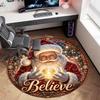 Cute Christmas Day Gift Bell Santa Claus Snowman Christmas Tree round rug Home Soft Decorative Anti slip Chair Mat Carpet Outdoor Floor Mat Carpet 11