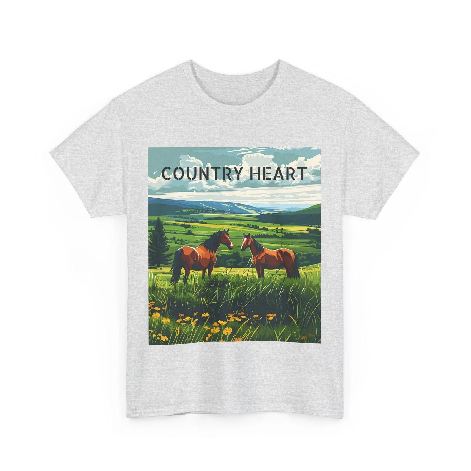

COUNTRY WESTERN HORSES LANDSCAPE TEE Tshirt GIFT MEN WOMEN SOUTH FARM ART SHIRT 3XL