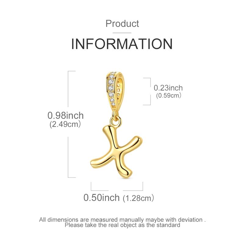 copper Alphabet Charm Bead Charms Bead Charms Golden 26 AZ letters Pendants Compatible With Women Authentic Bracelets Do It Yourself Christmas Gift