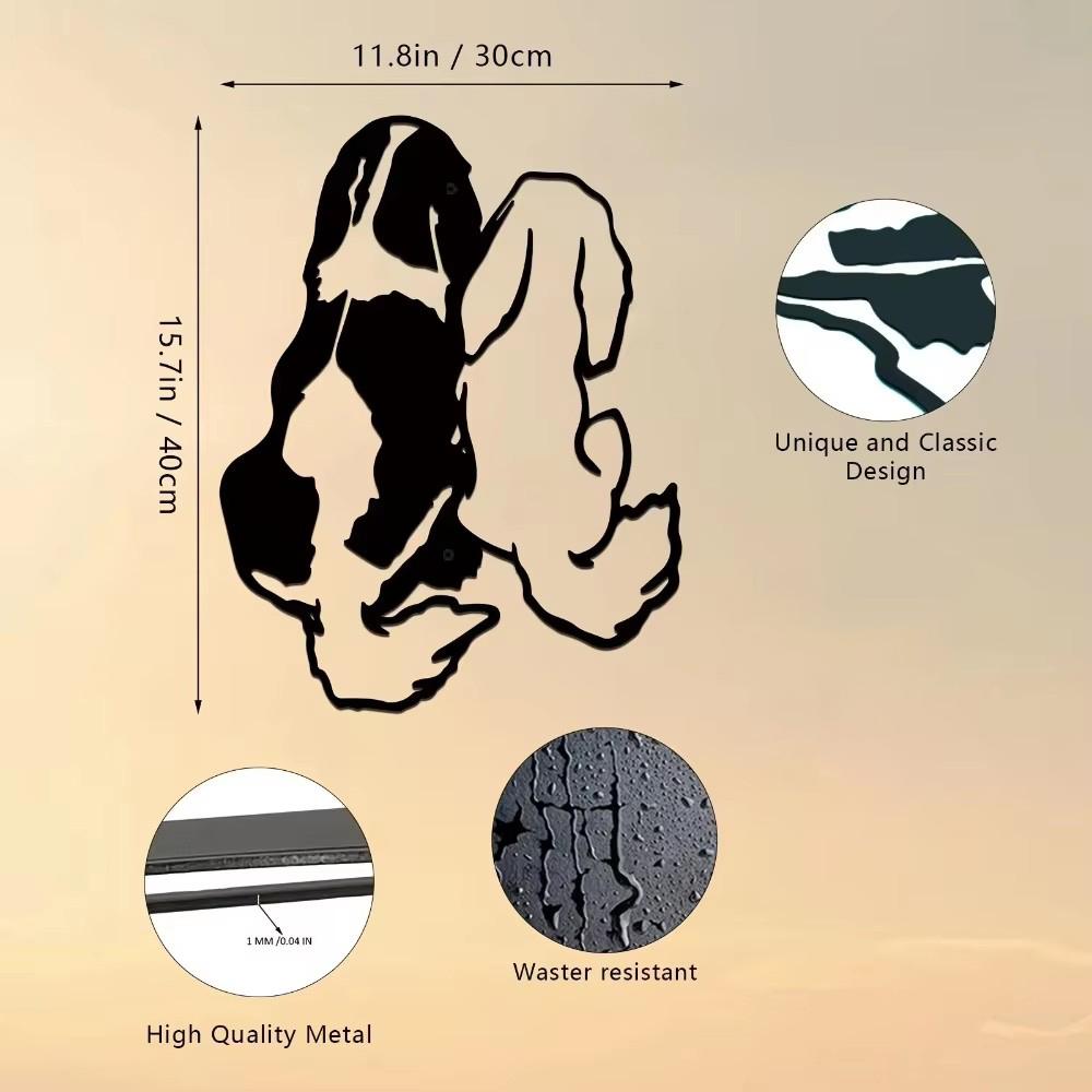 

Милая собака на металлической стене — минималистичный абстрактный силуэт из железа, стильный линейный дизайн для создания теплой атмосферы в вашем доме светло-серый