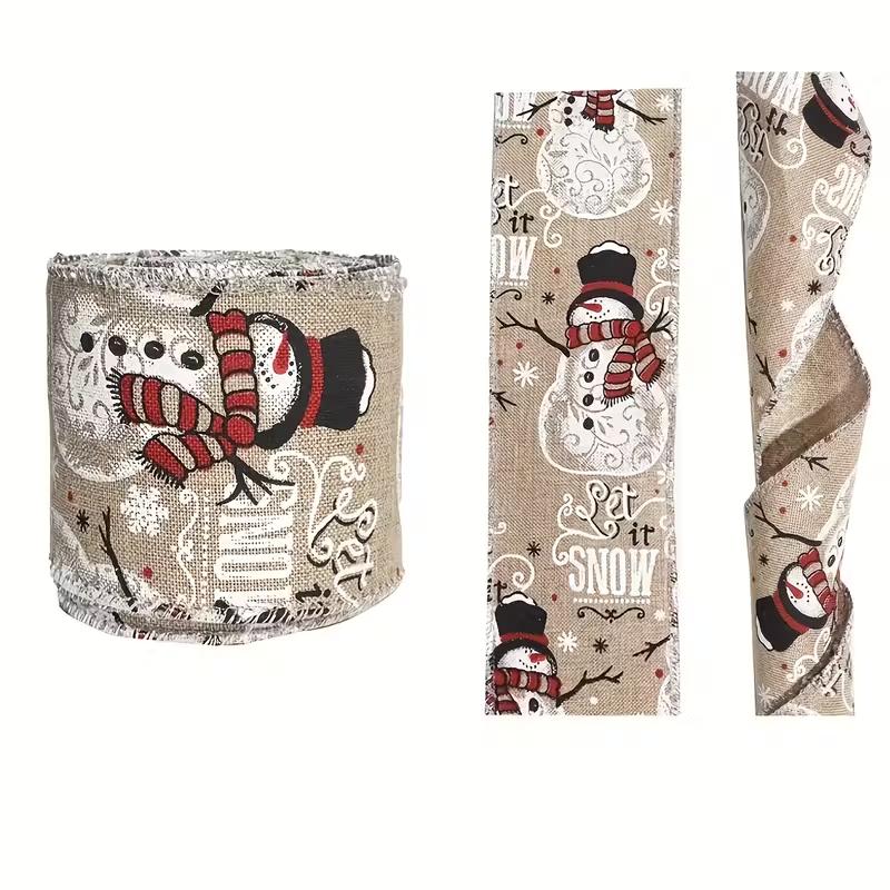 Christmas Snowman Decorative Ribbon Christmas Tree Ribbon for Garland, Wreath Gift Wrapping DIY Crafts Party Decorations