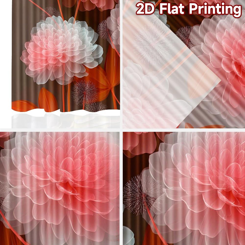 2D flat printing 2pcs Curtain Scene Curtain Elegant Pink Flowers Digital Printed Polyester Drapes Party Decorations for Holiday
