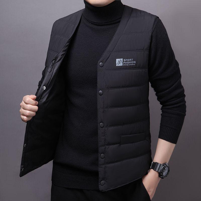 Men's Plus Size Cotton Vest - Sleeveless, Warm, Casual Fit for Seniors - Ideal for Autumn and Winter