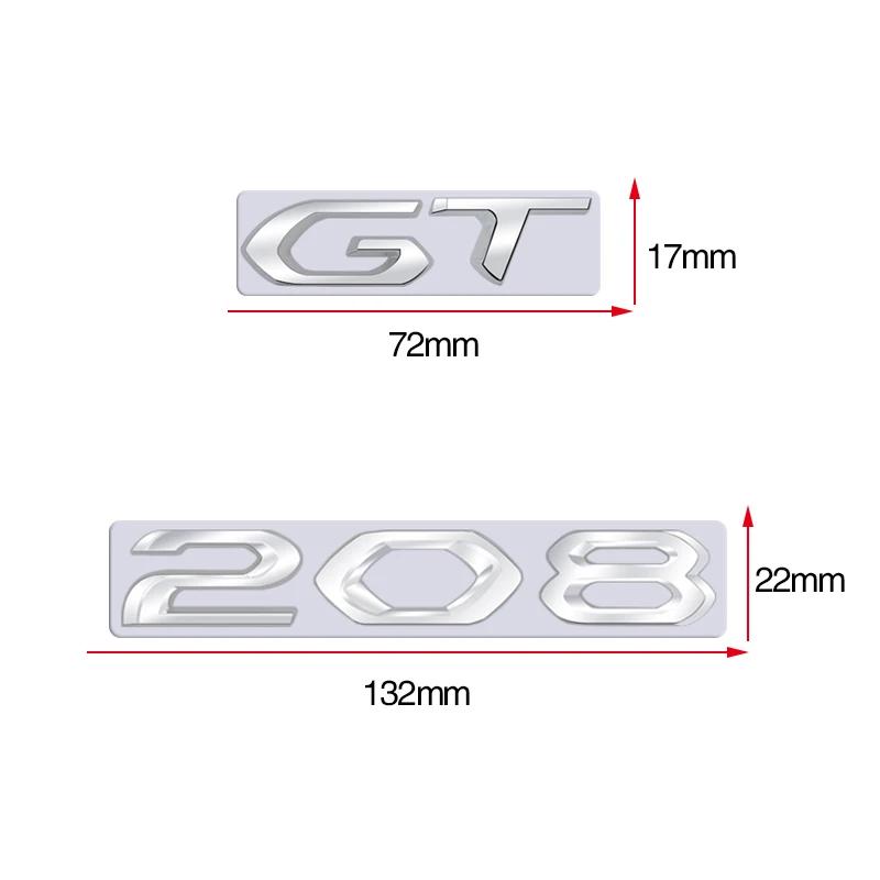 Pro Peugeot 208 GT Auto 3D Kovové Písmena Logo Odznak Samolepky Auto Auto Zadní Kufr Abecední Znak Stylingové Samolepky