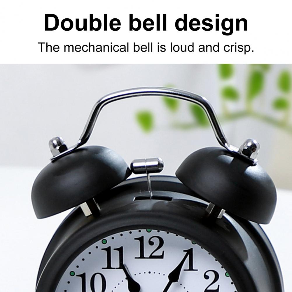 Alarm Clock Twin Bell Silent Movement Metal Heavy Sleepers Alarm Clock Luminous Alarm Clock