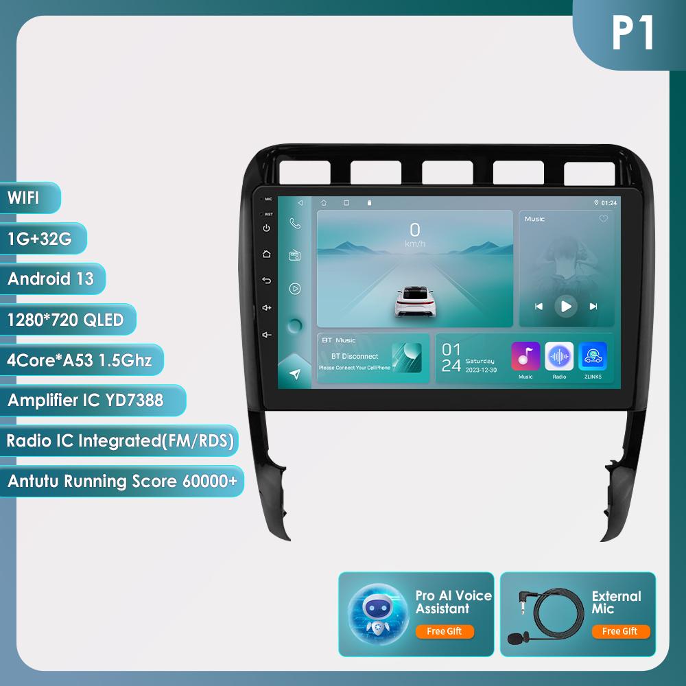 

7862 Система 2din Android Авторадіо для Porsche Cayenne 2002 - 2010 Автомобільний радіо Мультимедійний відеоплеєр GPS Nav Головний пристрій Розумний екран Carplay 4G HC1 4Core 1G 32G AI