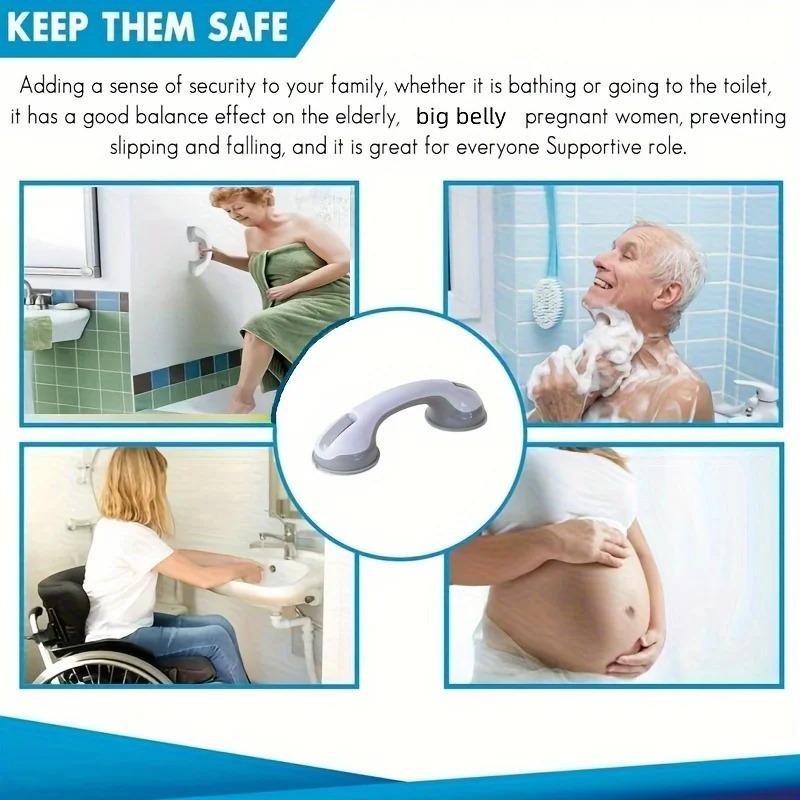 Bathroom Safety Grab Bar with Strong Suction Cup Shower Handle Anti-Slip Grip Support Handrail for Elderly Kids Pregnant Women Bath Assist