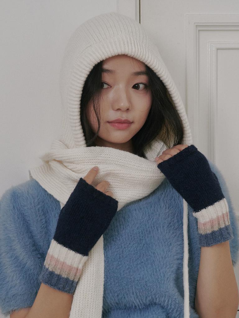 Olinkeompeulliteu Basic Scarf Balaclava (Cream)