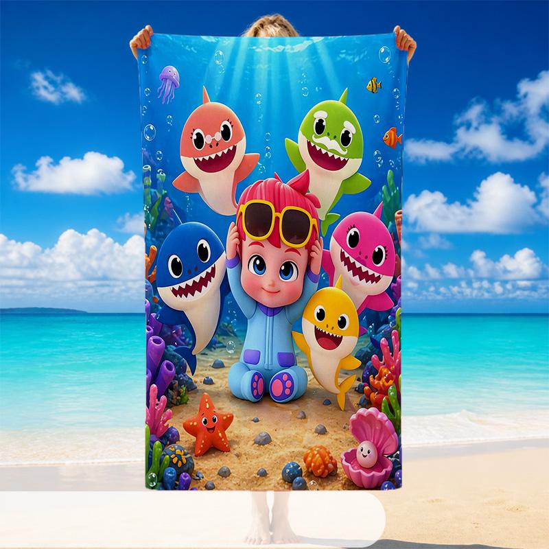 Quick Dry Beach Towel Baby Shark Pattern, Lightweight Absorbent Towel for Pool Beach Vacation Use