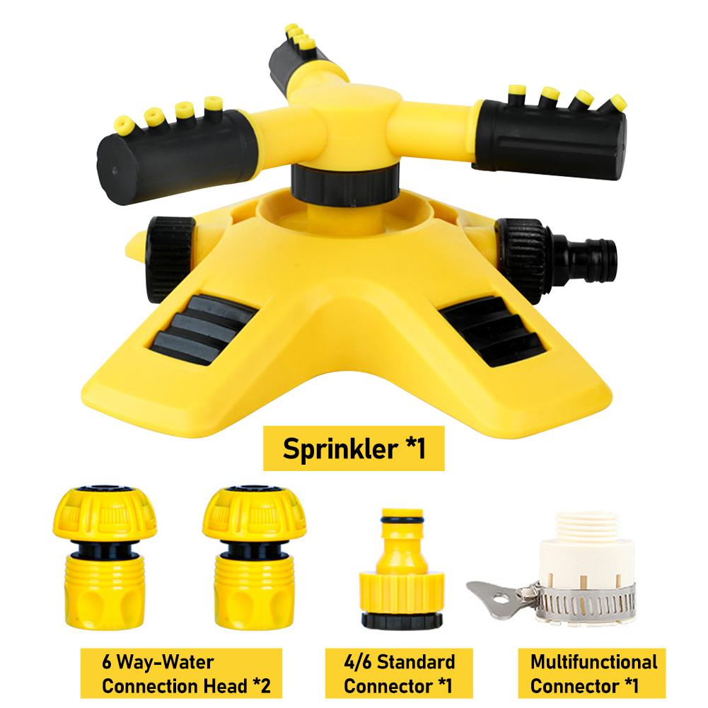 360 Degree Automatic Rotating Sprinkler Head 3-Arm Water Sprinkler Garden Lawn Large Area Coverage Water Sprinkler Irrigation